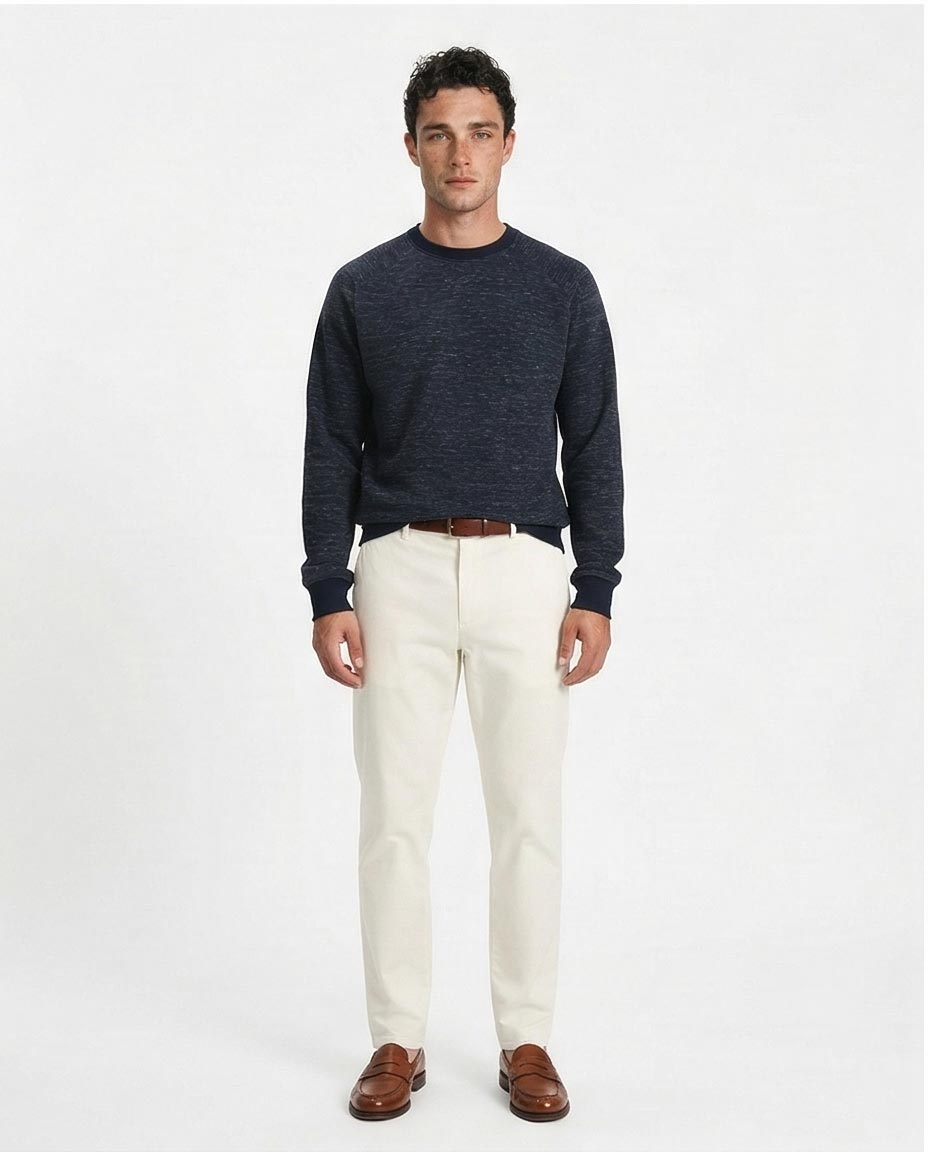Ravin Men’s Heathered Raglan-Sleeve Navy Sweatshirt – Premium Textured Knit - R212103