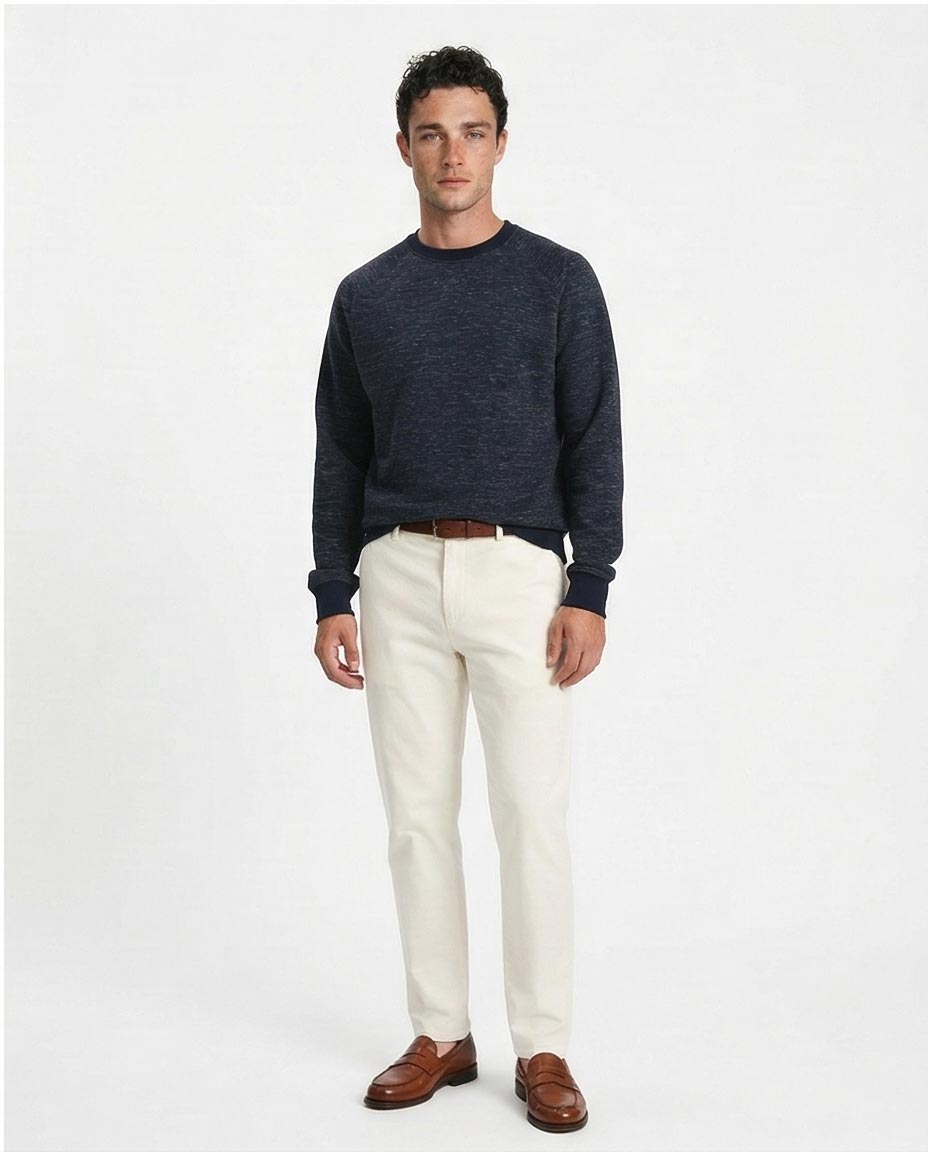 Ravin Men’s Heathered Raglan-Sleeve Navy Sweatshirt – Premium Textured Knit - R212103