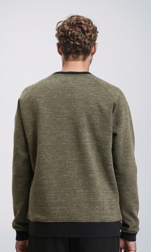 R212104 - Slip On Round Neck Casual Sweatshirt - Heather Olive