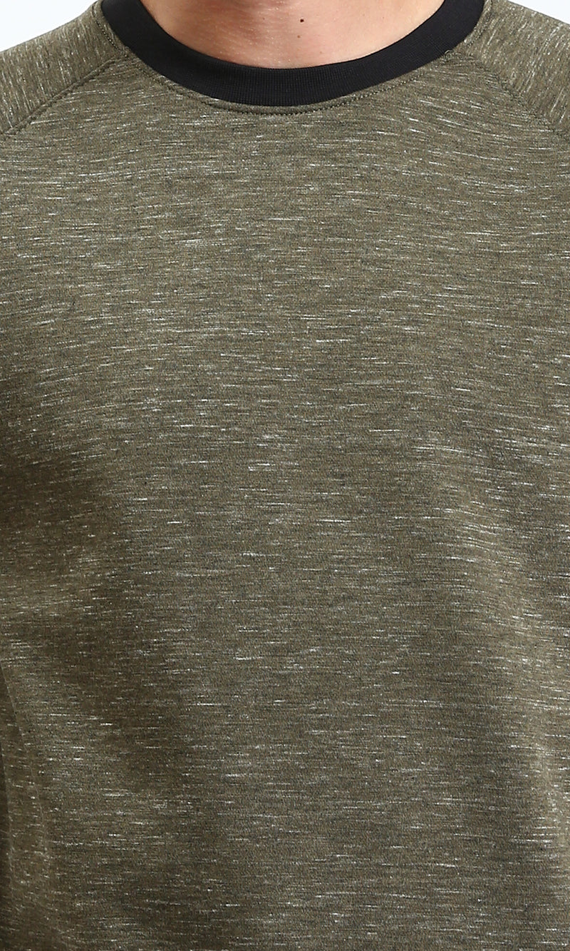 R212104 - Slip On Round Neck Casual Sweatshirt - Heather Olive