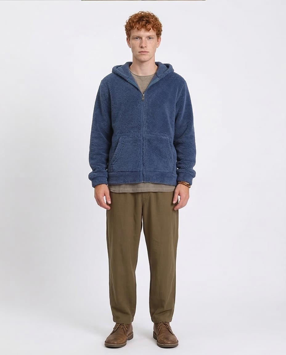Ravin Men's Sherpa Fleece Zip-Up Hoodie - Dusty Blue - R212106
