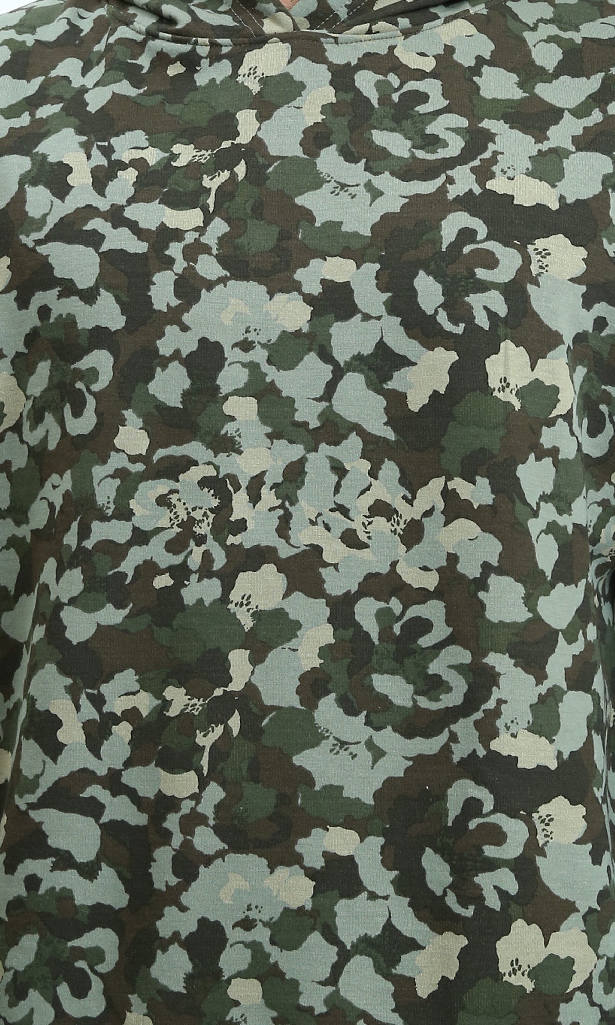 R212110 - Long Sleeves Patterned Winter Hoodie - Mint & Olive