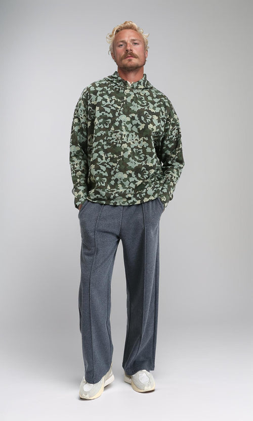 R212110 - Long Sleeves Patterned Winter Hoodie - Mint & Olive