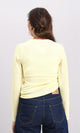 R212114 - Long Sleeves Textured Top with Drawstring - Yellow