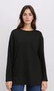 R212117 - Long Sleeves Slip On Long Blouse - Black
