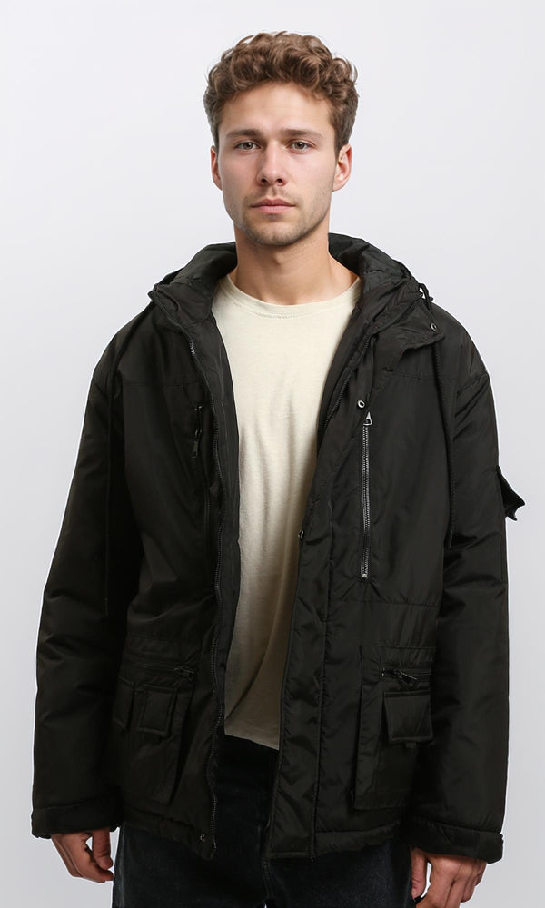 R212158 - Regular Fit Solid Bomber Jacket - Black