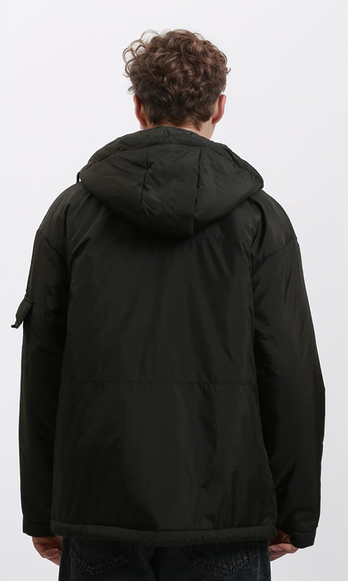 R212158 - Regular Fit Solid Bomber Jacket - Black