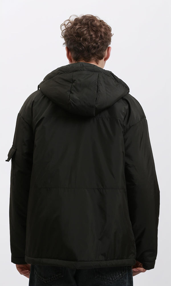 R212158 - Regular Fit Solid Bomber Jacket - Black