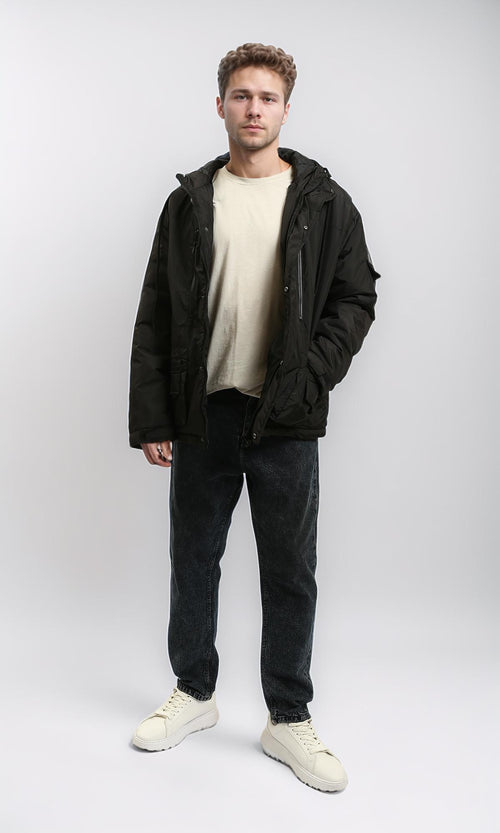 R212158 - Regular Fit Solid Bomber Jacket - Black