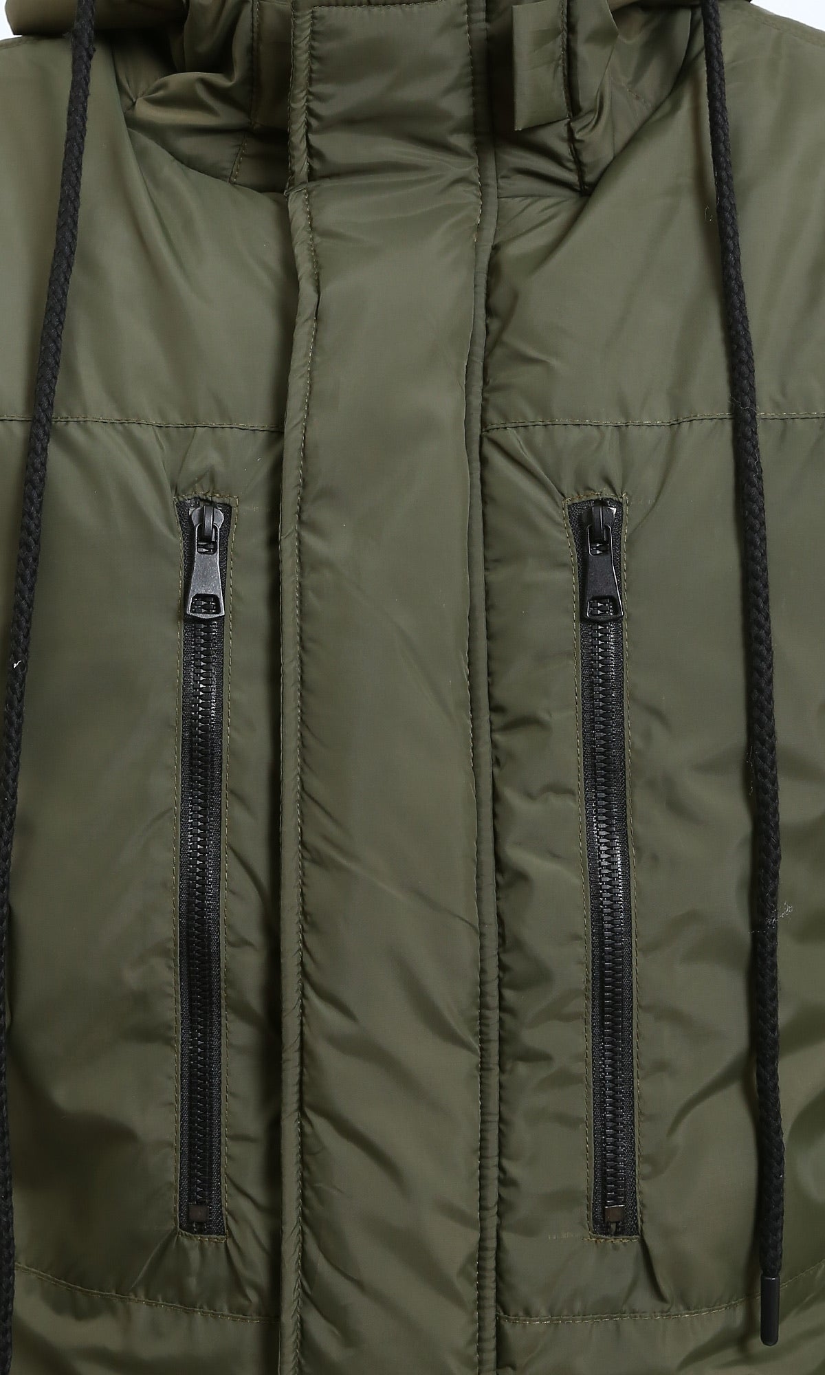 Dark Army Hooded Bomber Jacket - Drawstring Polyester Coat for Men