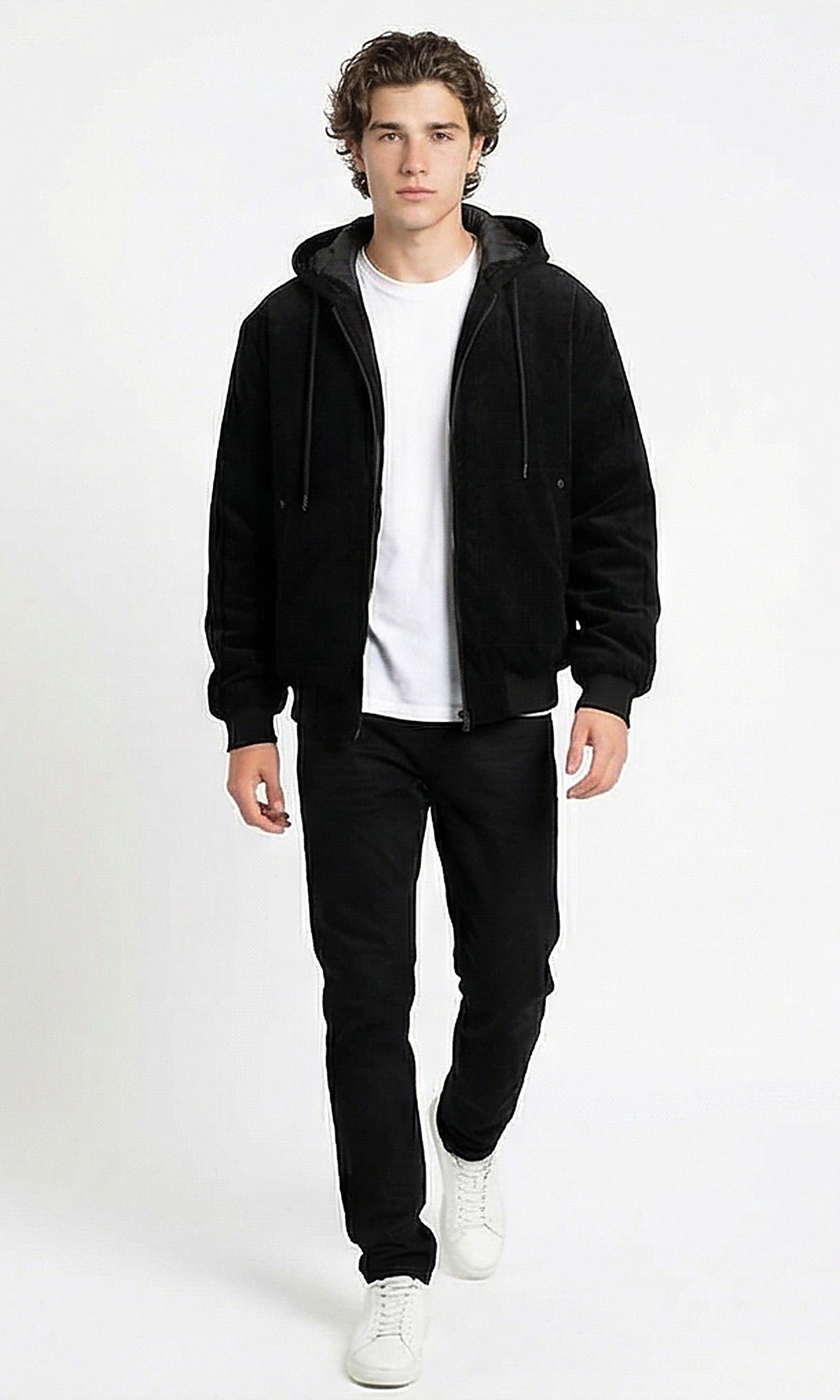 Ravin Men's Black Corduroy Hooded Zip-Up Jacket