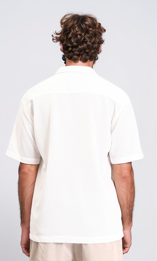 R212172 - Elbow Sleeves Shirt with Classic Collar - Off-White