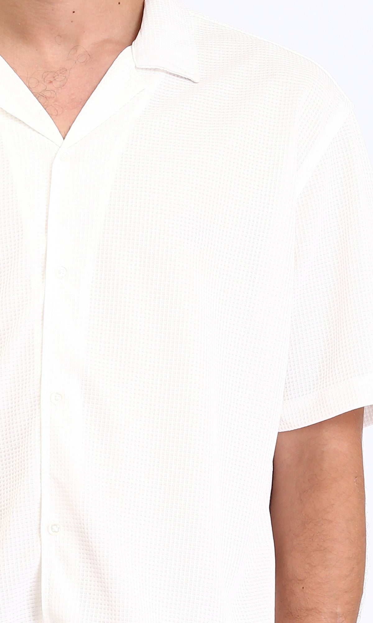 R212172 - Elbow Sleeves Shirt with Classic Collar - Off-White