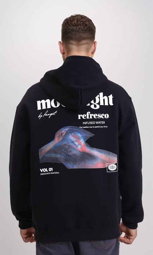 R212178 - Printed "Refresco" Slip On Hoodie - Black