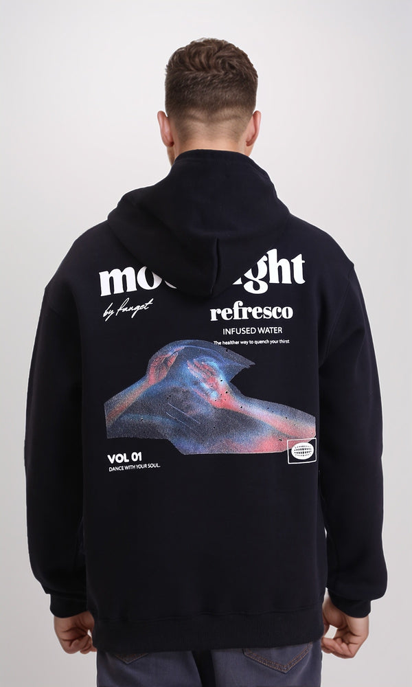 R212178 - Printed "Refresco" Slip On Hoodie - Black