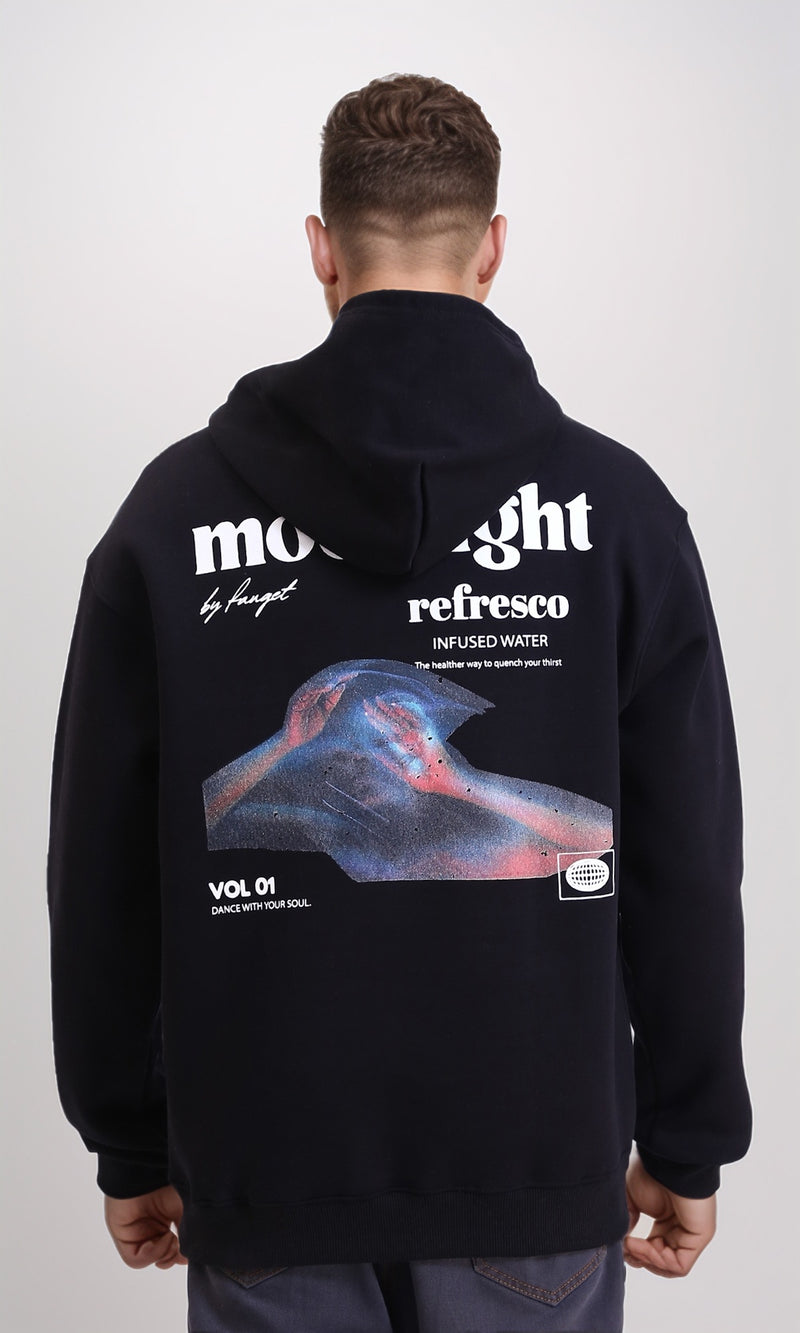R212178 - Printed "Refresco" Slip On Hoodie - Black