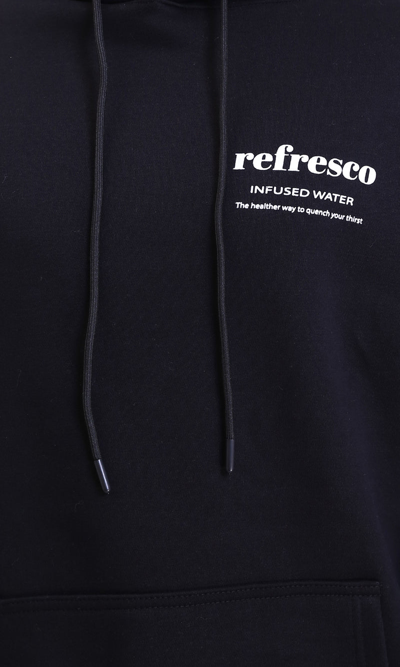 R212178 - Printed "Refresco" Slip On Hoodie - Black