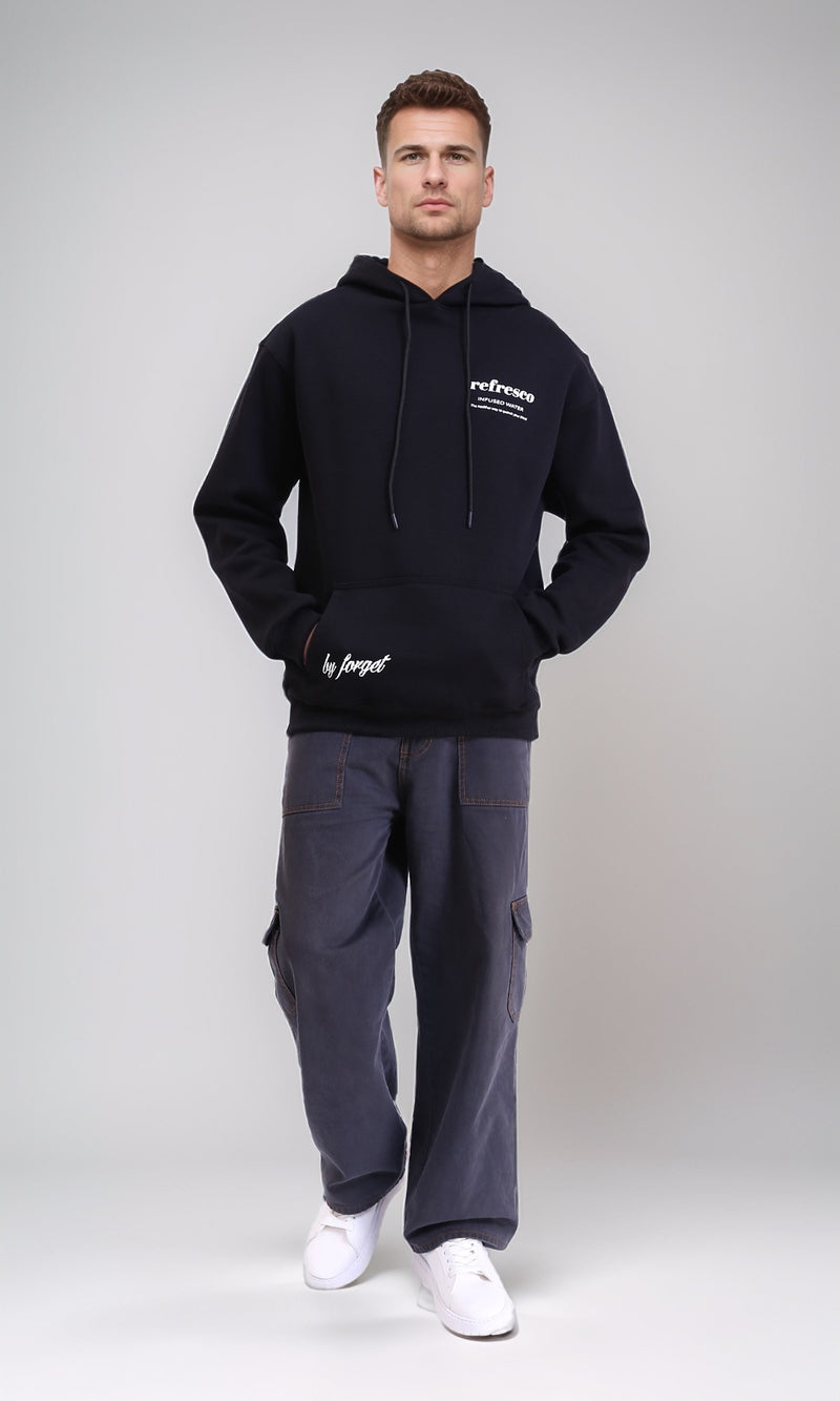 R212178 - Printed "Refresco" Slip On Hoodie - Black