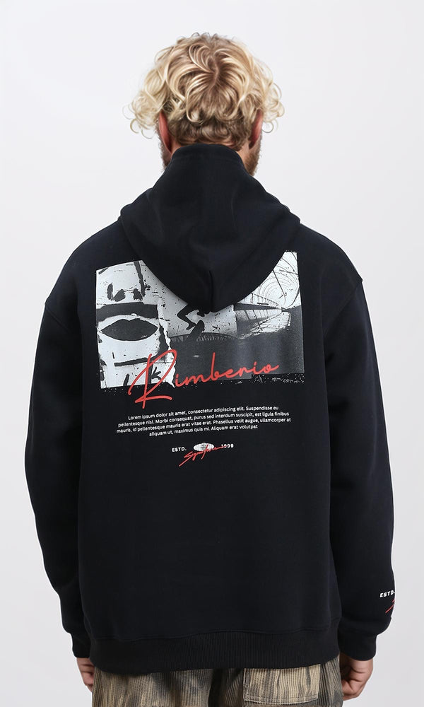 R212179 - Slip On Coziness Printed Hoodie - Black