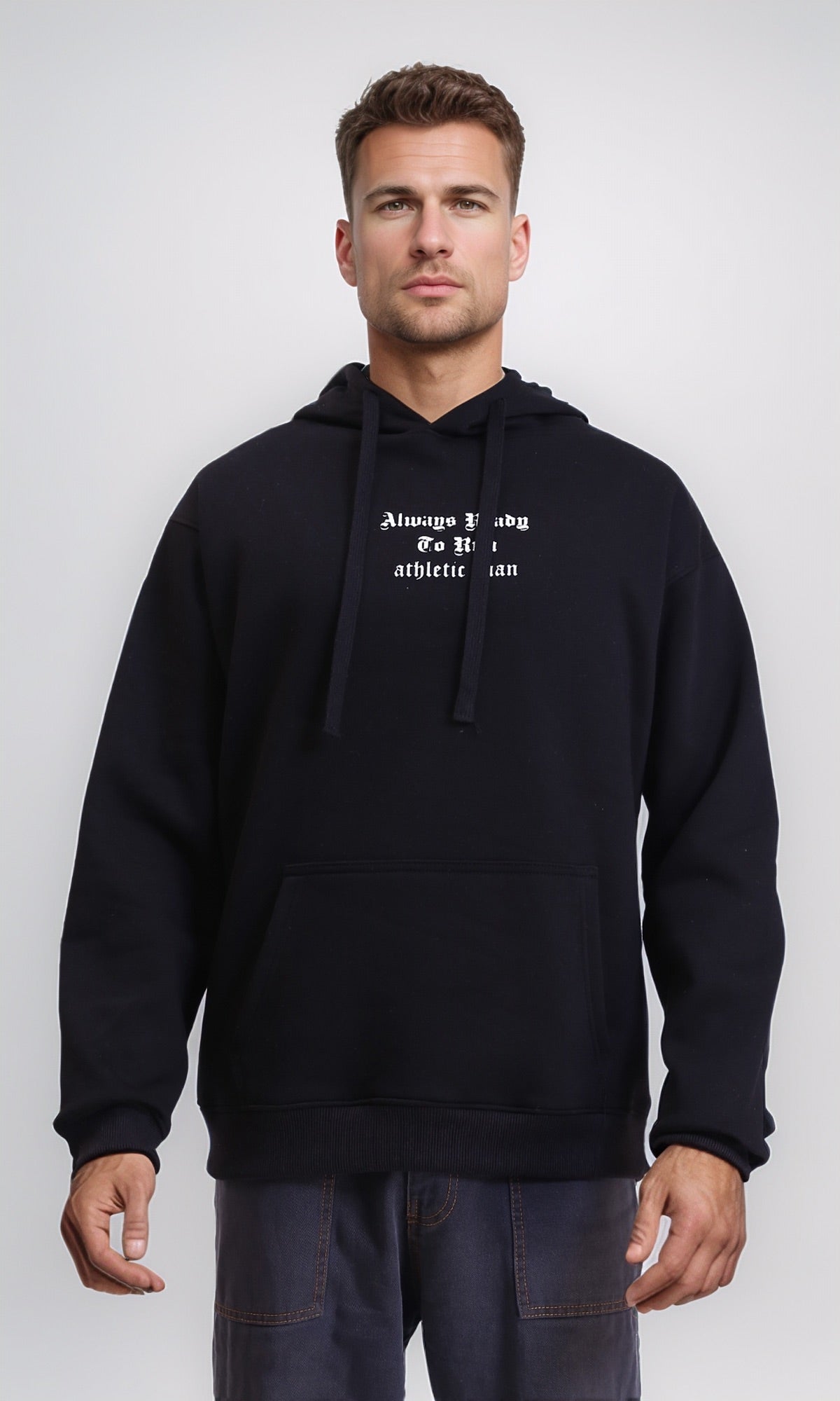 Front & Back Print Regular Fit Hoodie - Black