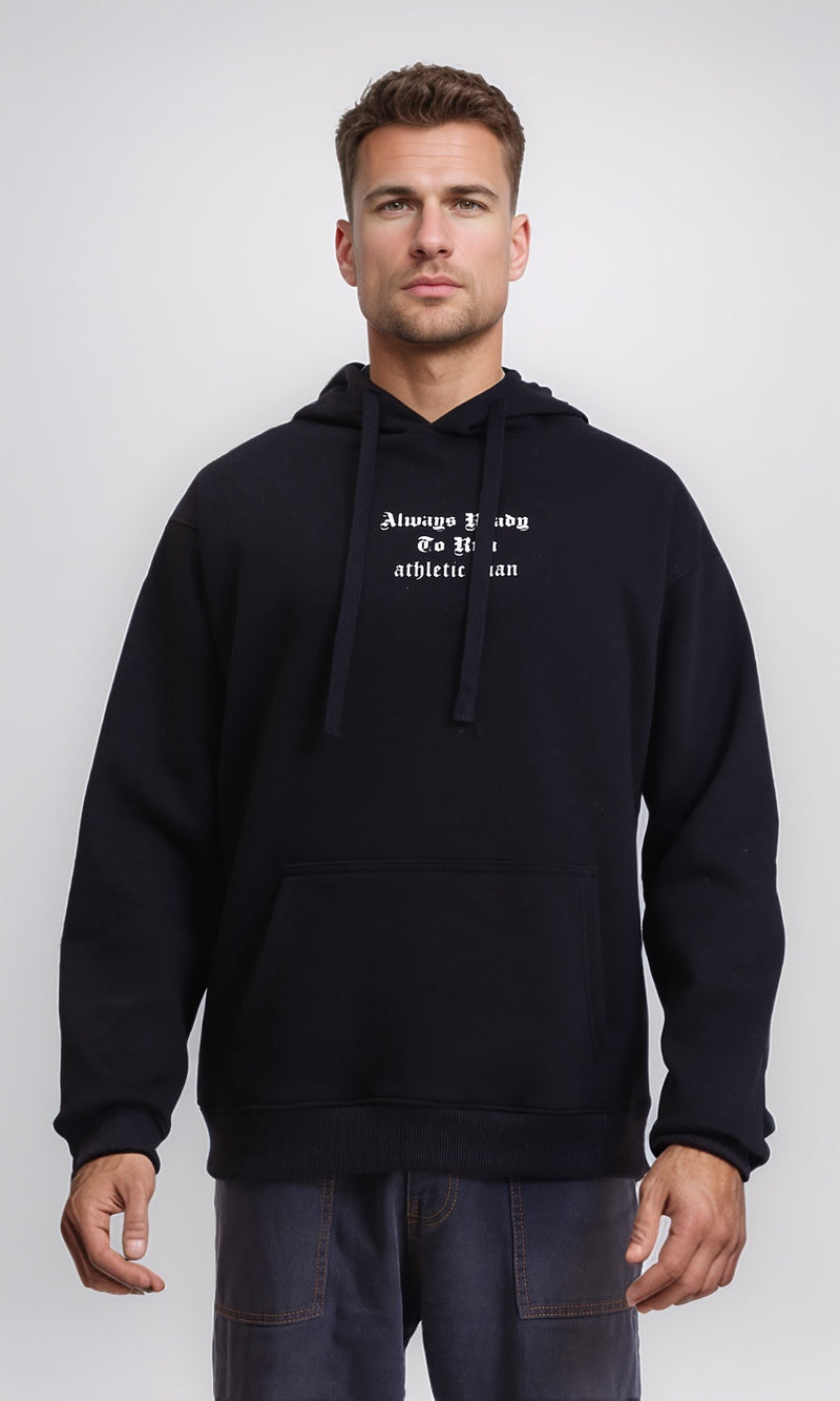 R212180 - Front & Back Print Regular Fit Hoodie - Black