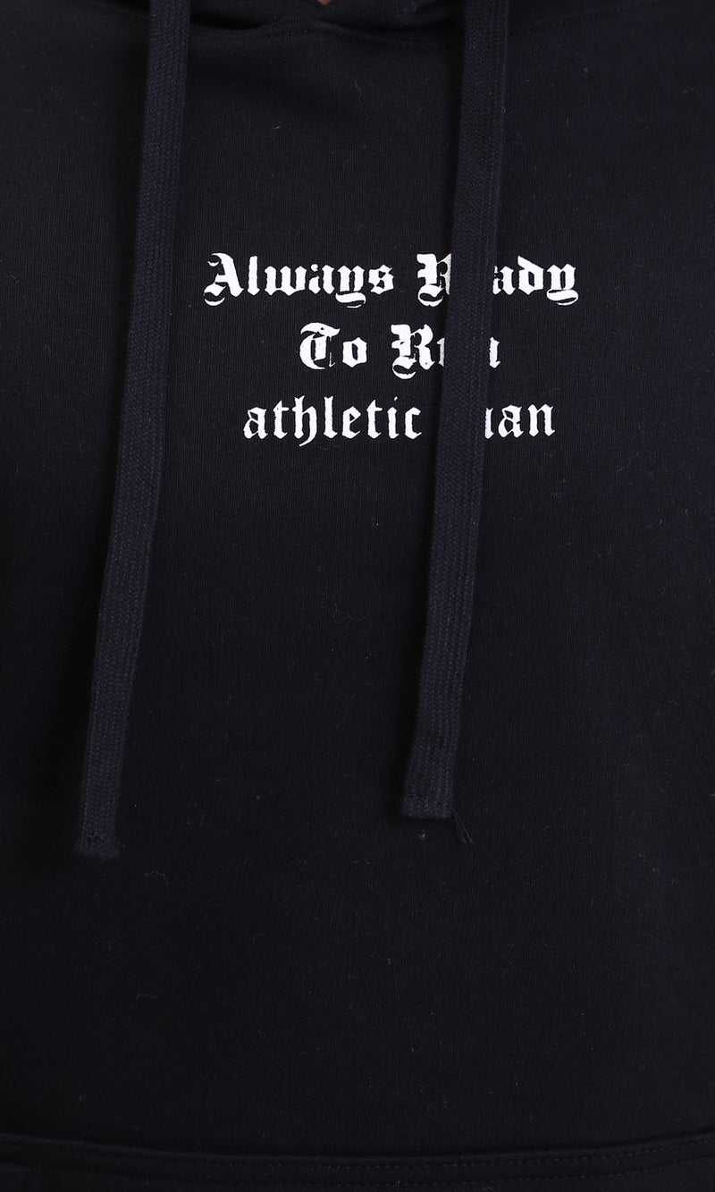 R212180 - Front & Back Print Regular Fit Hoodie - Black