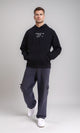 R212180 - Front & Back Print Regular Fit Hoodie - Black