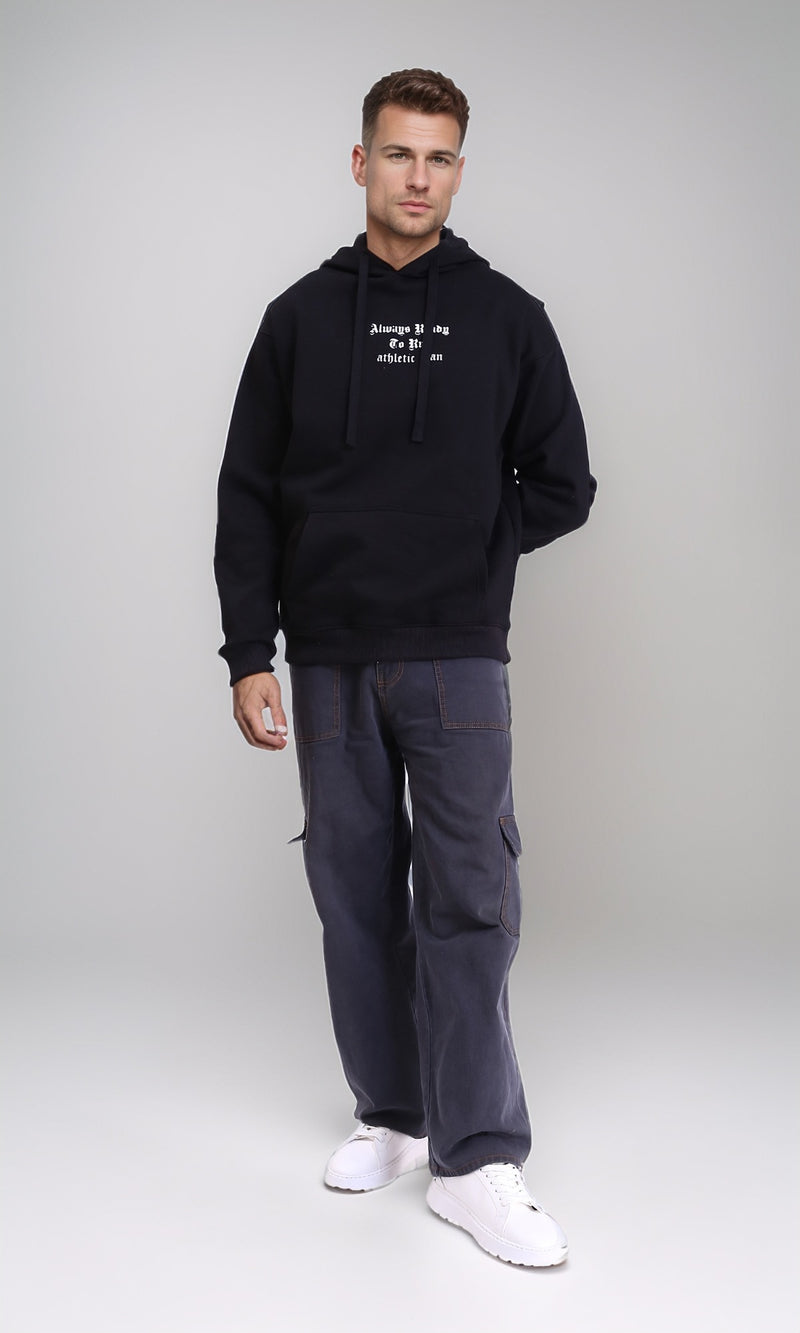 R212180 - Front & Back Print Regular Fit Hoodie - Black