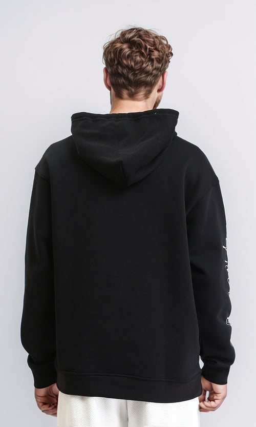 R212183 - Winter Printed Hoodie with Kangaroo Pocket - Black