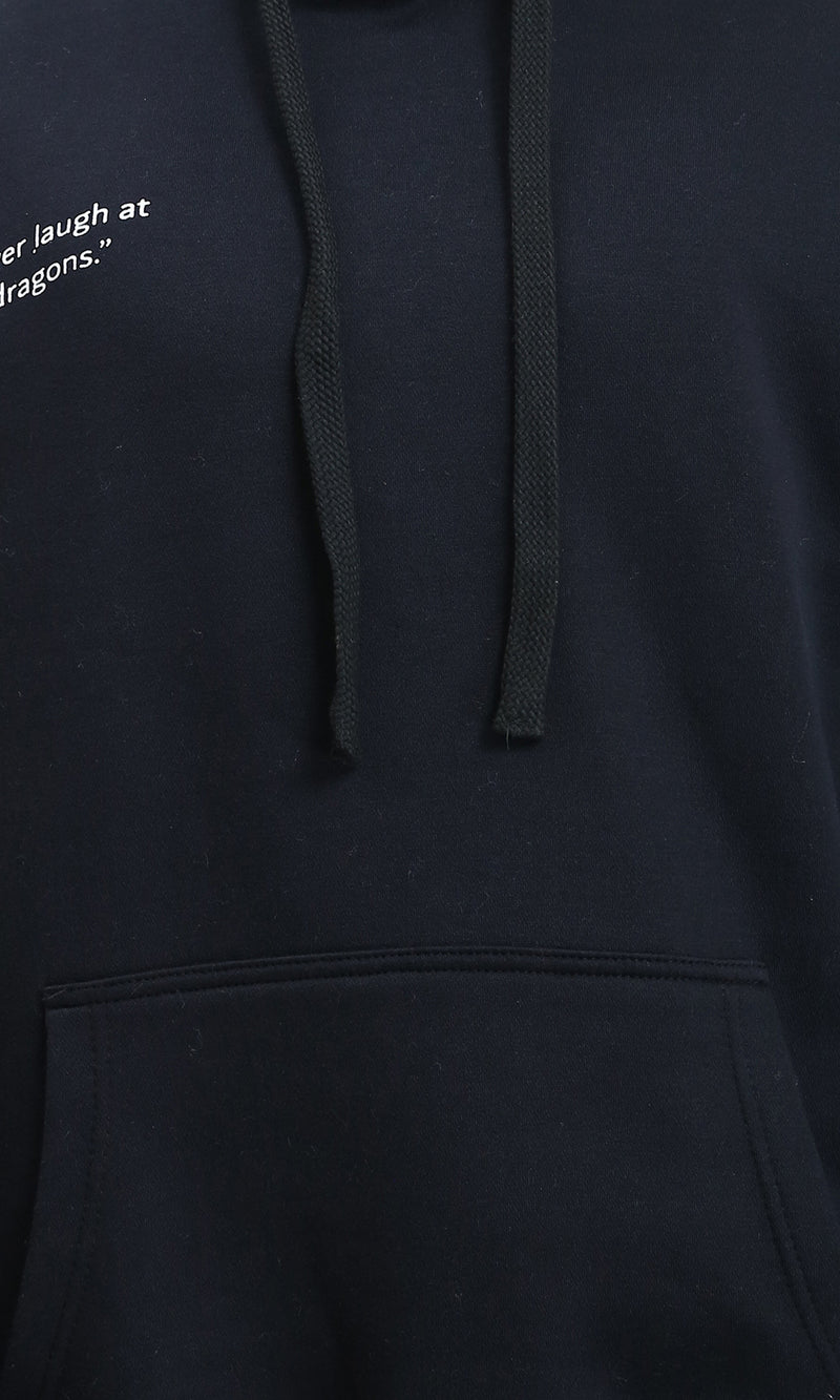 R212184 - Printed Hoodie with Kangaroo Pocket - Black