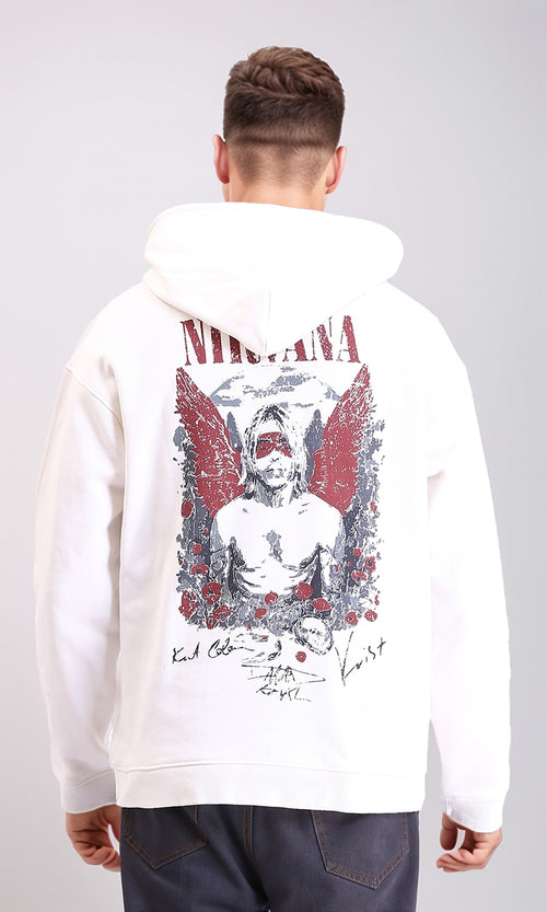 R212187 - Long Sleeves Printed Winter Hoodie - Off-White