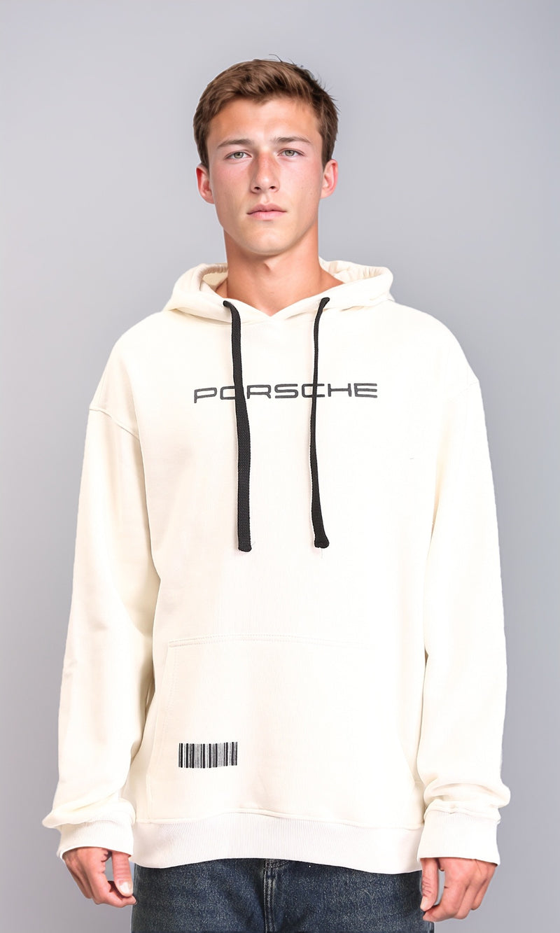 R212188 - Slip On "Porsche" Casual Hoodie - Off-White