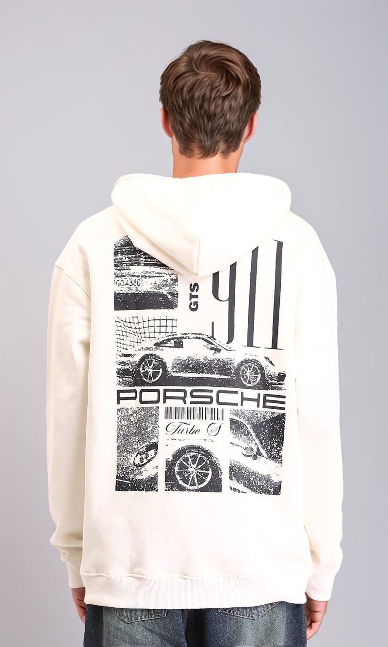 R212188 - Slip On "Porsche" Casual Hoodie - Off-White