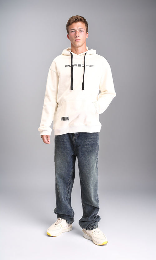 R212188 - Slip On "Porsche" Casual Hoodie - Off-White