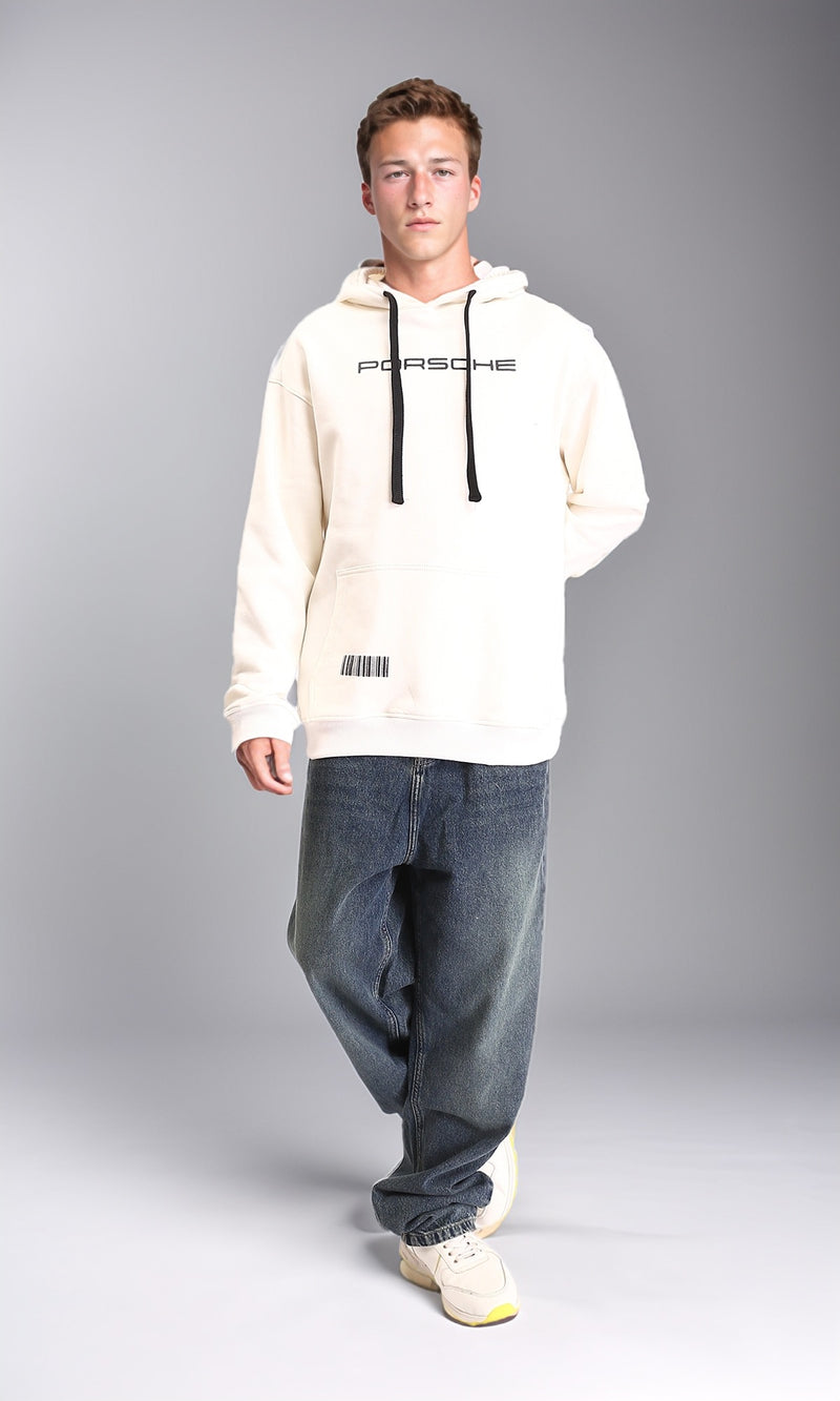 R212188 - Slip On "Porsche" Casual Hoodie - Off-White