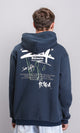 R212189 - Long Sleeves Printed Slip On Hoodie - Dark Navy Blue