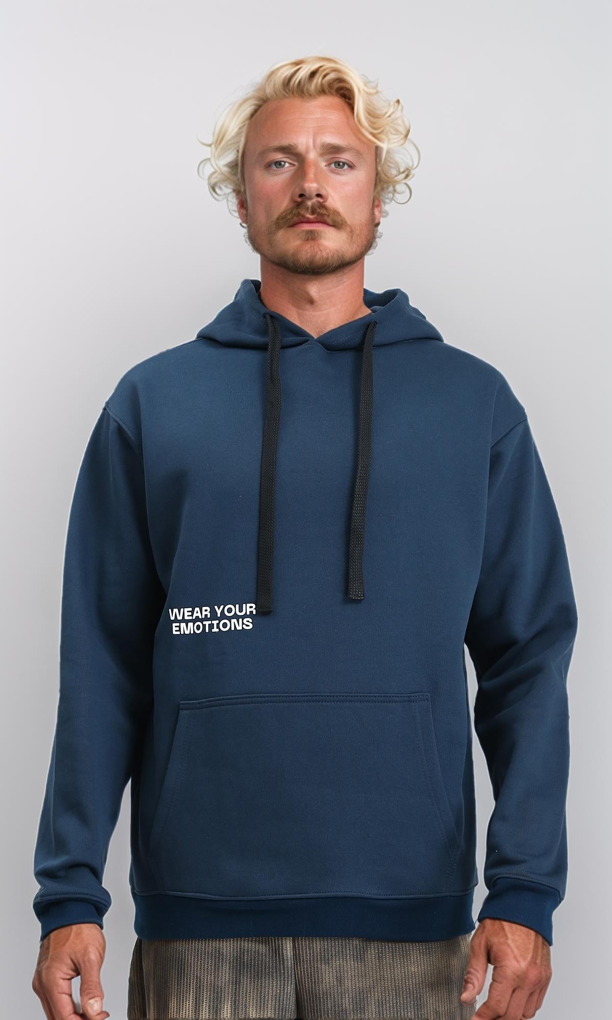 Casual Hoodie with Front & Back Print - Dark Teal