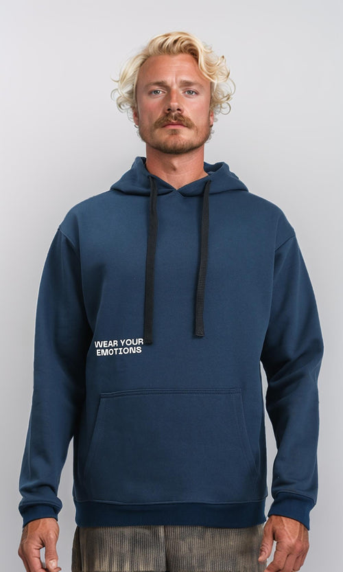 R212190 - Casual Hoodie with Front & Back Print - Dark Teal