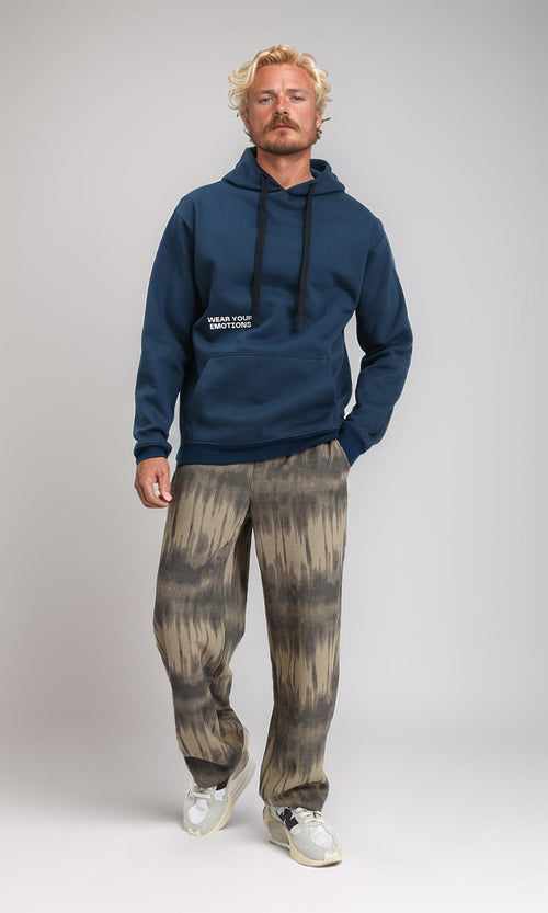 R212190 - Casual Hoodie with Front & Back Print - Dark Teal