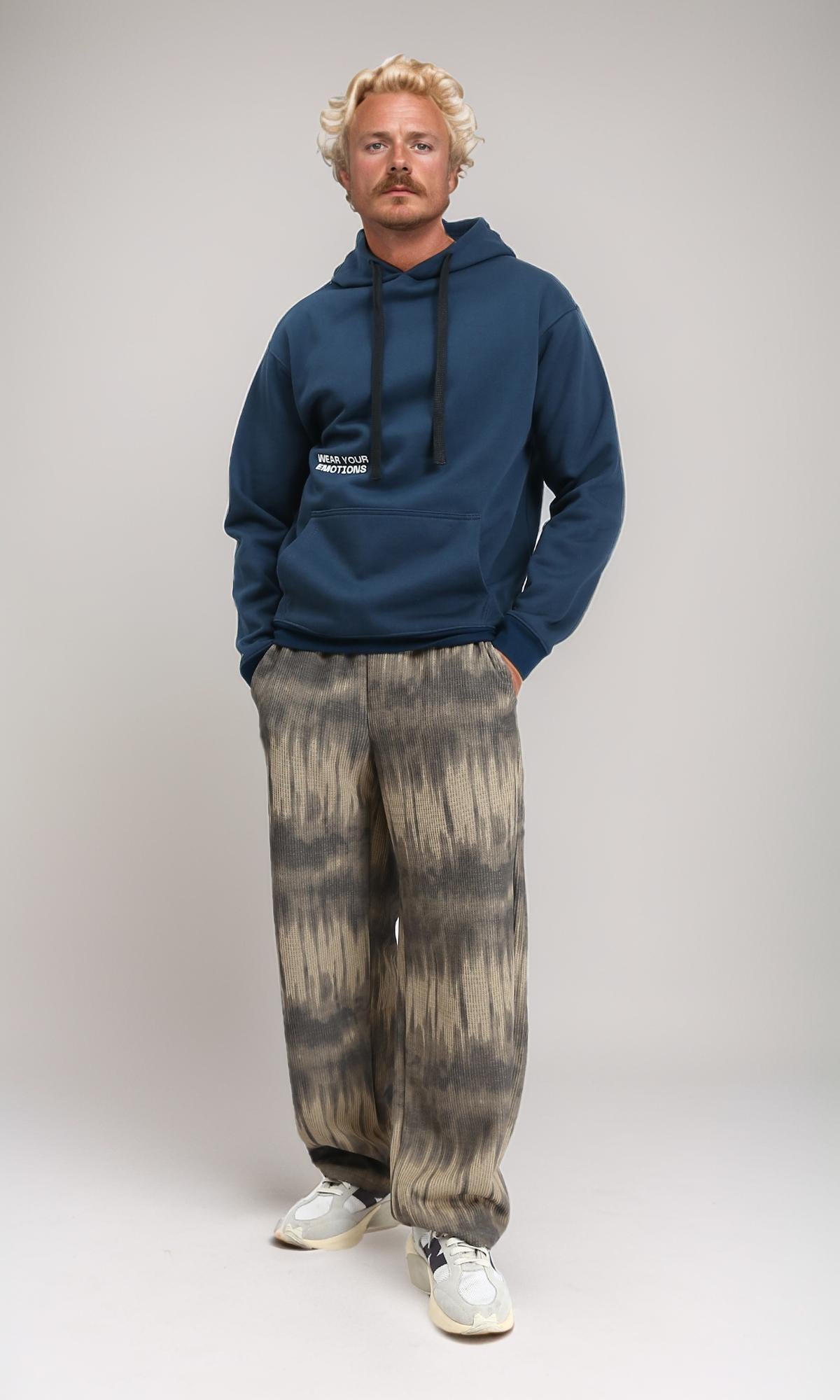 R212190 - Casual Hoodie with Front & Back Print - Dark Teal