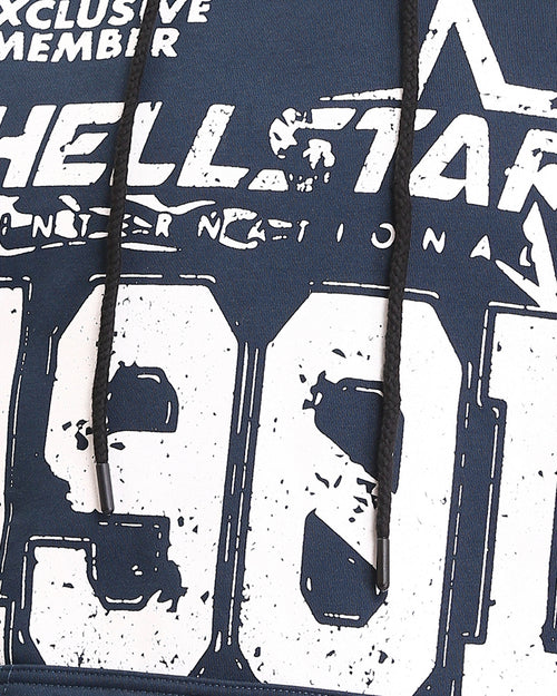 Ravin Men’s Distressed Graphic Hoodie - Navy Blue "HELLSTAR 1981" Streetwear - R212192
