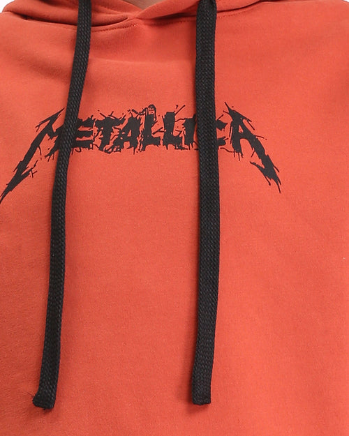 Ravin x Metallica Oversized Graphic Hoodie – Terracotta Grunge Edition - Hot Orange - R212193