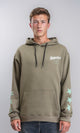 R212194 - Hooded Neck with Drawstring Printed Hoodie - Dark Olive