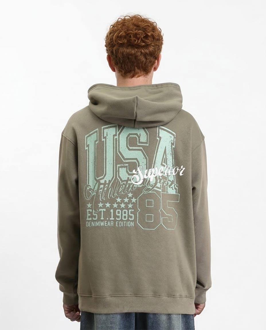 Ravin Superior 85 Olive Oversized Graphic Hoodie - R212194