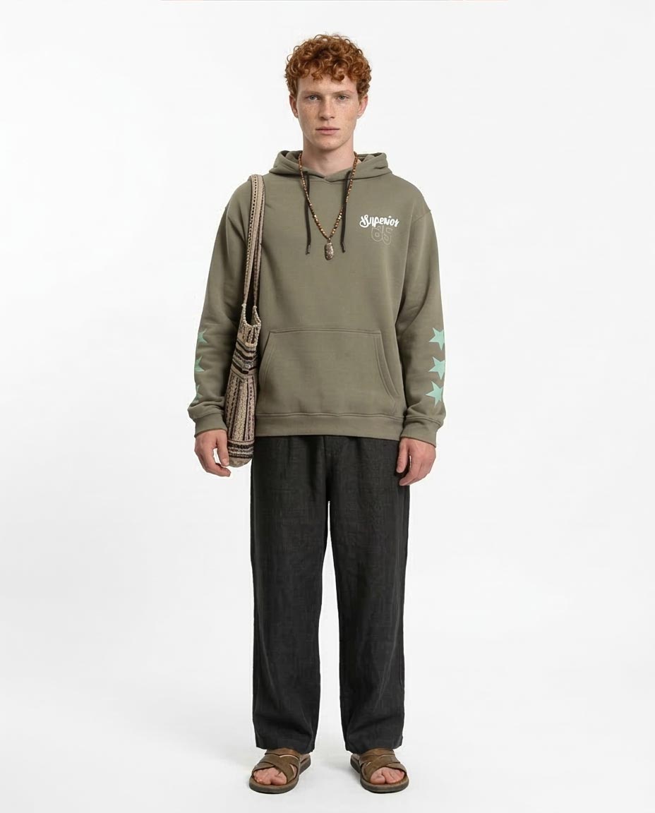 Ravin Superior 85 Olive Oversized Graphic Hoodie - R212194