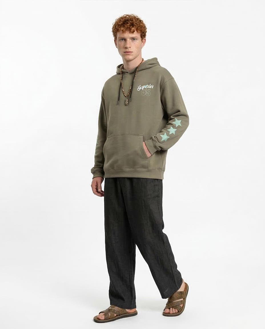 Ravin Superior 85 Olive Oversized Graphic Hoodie - R212194