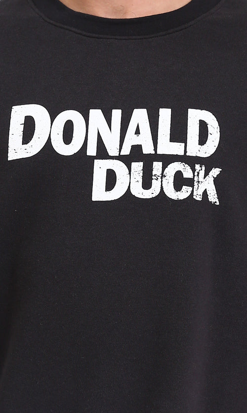 R212196 - Printed "Donald Duck" Round Neck Sweatshirt - Black