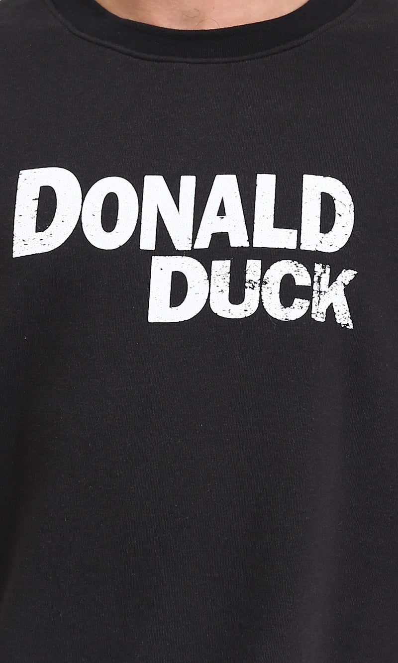 R212196 - Printed "Donald Duck" Round Neck Sweatshirt - Black