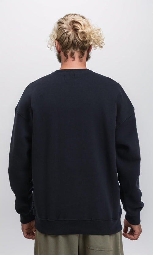 R212198 - "Nirvana" Print Round Neck Sweatshirt - Black