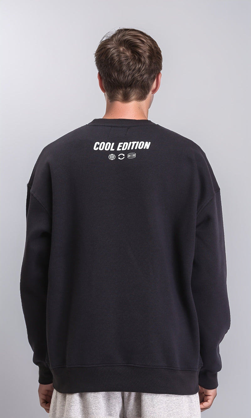 R212199 - Slip On Round Neck Printed Sweatshirt - Black